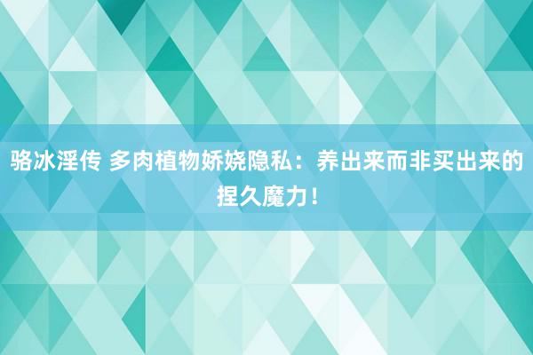 骆冰淫传 多肉植物娇娆隐私：养出来而非买出来的捏久魔力！