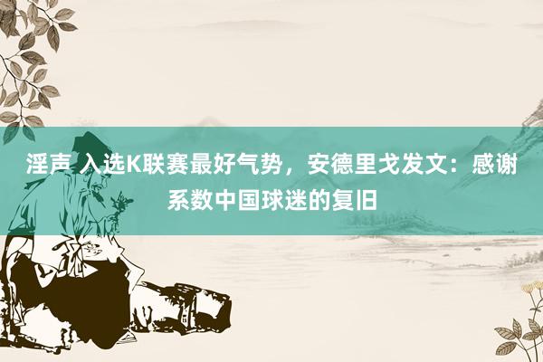 淫声 入选K联赛最好气势，安德里戈发文：感谢系数中国球迷的复旧