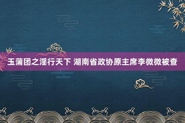 玉蒲团之淫行天下 湖南省政协原主席李微微被查