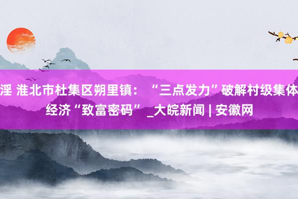 淫 淮北市杜集区朔里镇： “三点发力”破解村级集体经济“致富密码” _大皖新闻 | 安徽网