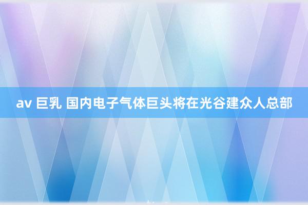 av 巨乳 国内电子气体巨头将在光谷建众人总部